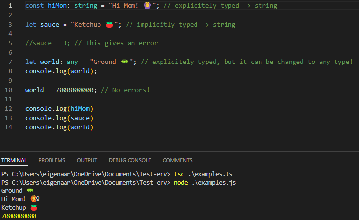 varible declaration in TypeScript